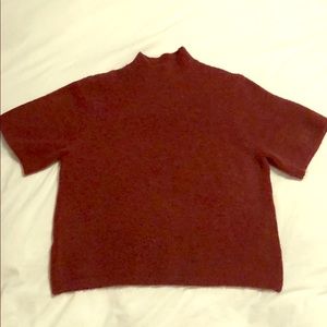 Red short sleeve mock neck sweater